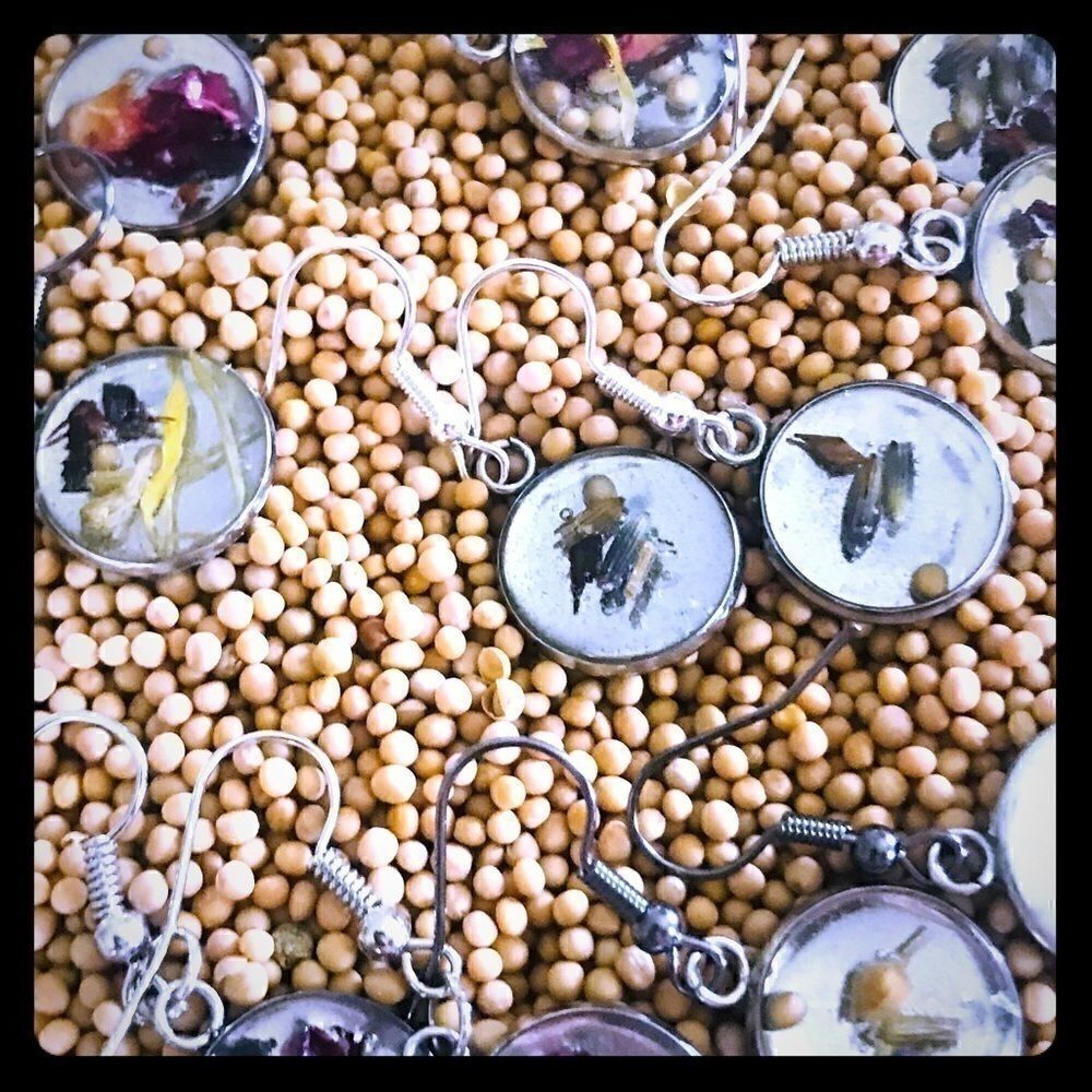 🐝Artisan Made Custom Mustard Seed Drop Earrings